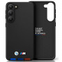 BMW BMHCS23L22PTDK Leather Stamp Tricolor cietais futrālis Samsung Galaxy S23 Ultra (S918), melns