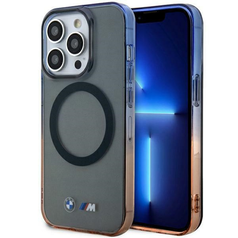 BMW BMHMP14XHTGE Gradient Bumper cietais maciņš Apple iPhone 14 Pro Max, pelēks, MagSafe