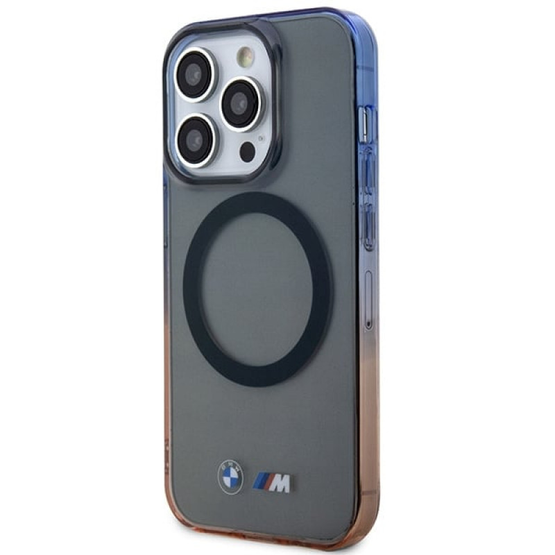 BMW BMHMP14XHTGE Gradient Bumper cietais maciņš Apple iPhone 14 Pro Max, pelēks, MagSafe