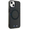 BMW BMHMP14MHGPK Pattern MagSafe cietais maciņš Apple iPhone 14 Plus / 15 Plus, pelēks