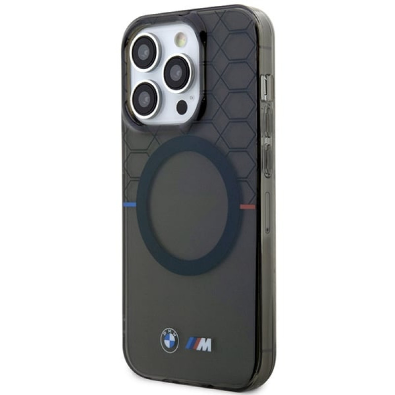 BMW BMHMP14LHGPK Pattern MagSafe cietais maciņš Apple iPhone 14 Pro, pelēks