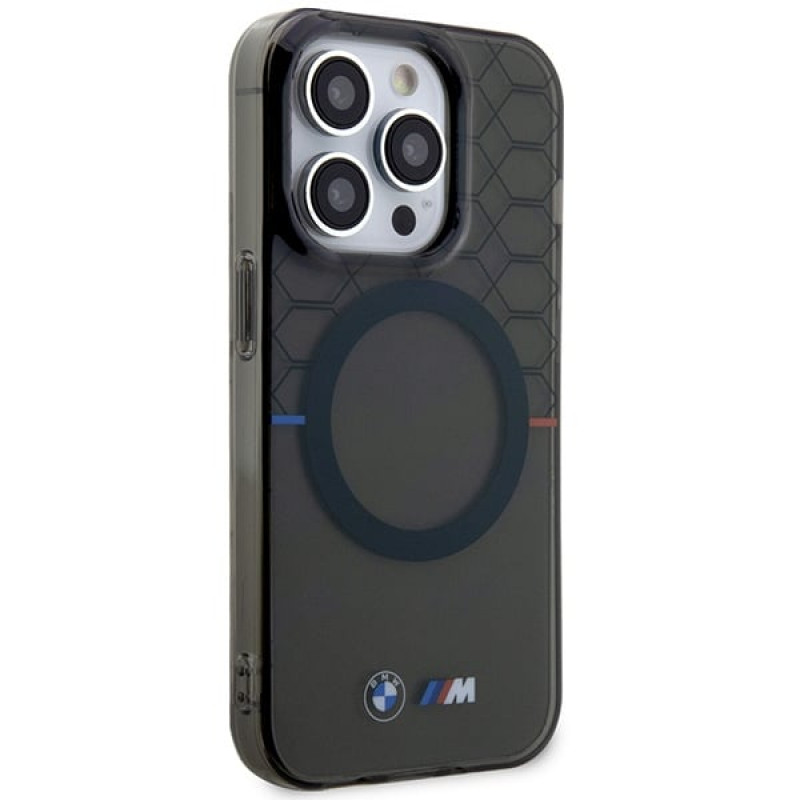 BMW BMHMP14LHGPK Pattern MagSafe cietais maciņš Apple iPhone 14 Pro, pelēks