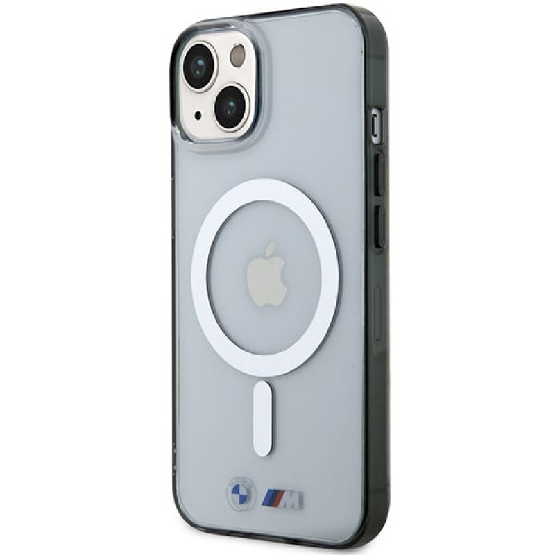 BMW BMHMP14MHCRS Silver Ring MagSafe cietais futrālis Apple iPhone 14 Plus / 15 Plus, caurspīdīgs