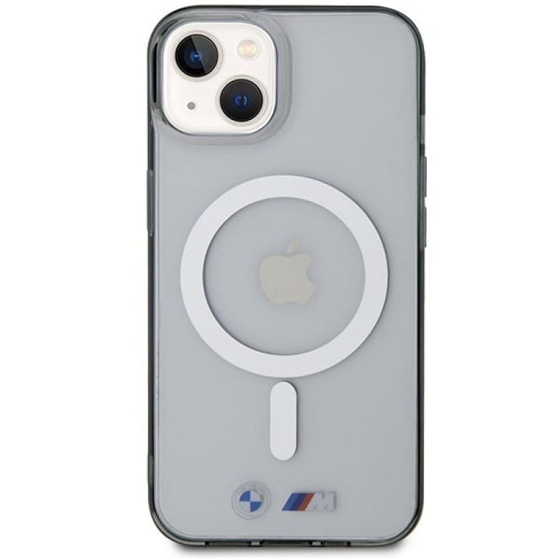 BMW BMHMP14MHCRS Silver Ring MagSafe cietais futrālis Apple iPhone 14 Plus / 15 Plus, caurspīdīgs