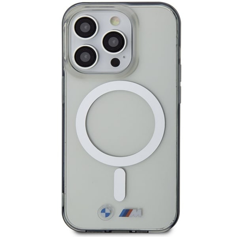 BMW BMHMP14LHCRS Silver Ring MagSafe cietais maciņš Apple iPhone 14 Pro, caurspīdīgs