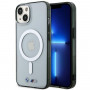 BMW BMHMP14SHCRS Silver Ring MagSafe cietais futrālis Apple iPhone 14, caurspīdīgs