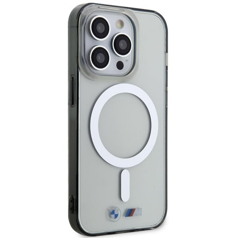BMW BMHMP14XHCRS Silver Ring MagSafe cietais vāciņš Apple iPhone 14 Pro Max, caurspīdīgs