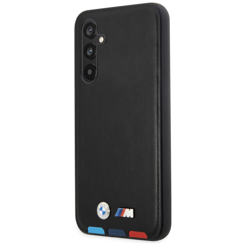 BMW BMHCSA5422PTDK Leather Stamp Tricolor cietais maciņš Samsung Galaxy A54 (A546), melns