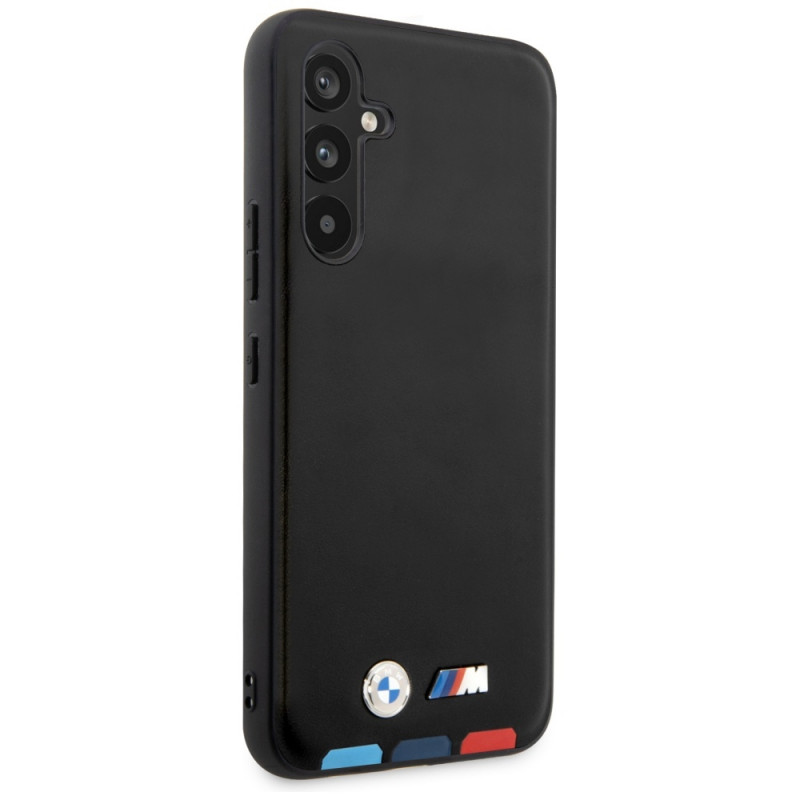 BMW BMHCSA5422PTDK Leather Stamp Tricolor cietais maciņš Samsung Galaxy A54 (A546), melns