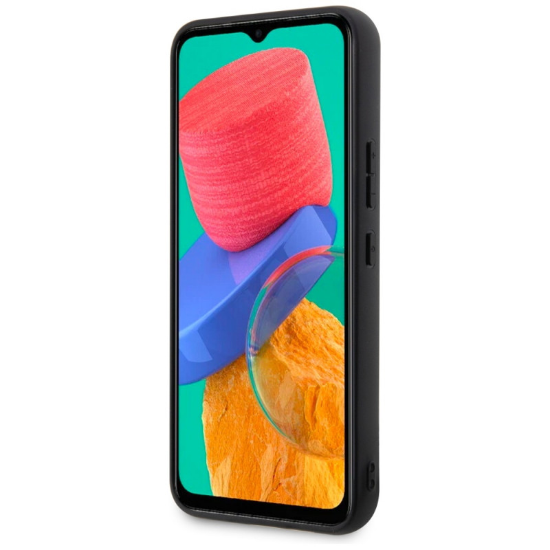BMW BMHCSA5422PTDK Leather Stamp Tricolor cietais maciņš Samsung Galaxy A54 (A546), melns