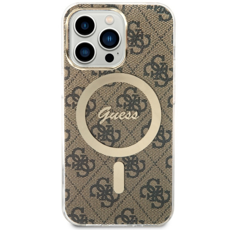 Guess GUHMP13LH4STW 4G MagSafe cietais maciņš Apple iPhone 13 Pro, brūns