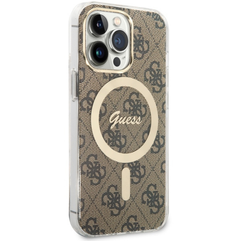 Guess GUHMP13LH4STW 4G MagSafe cietais maciņš Apple iPhone 13 Pro, brūns