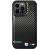 BMW BMHCP13X22NBCK Leather Carbon cietais maciņš Apple iPhone 13 Pro Max, melns