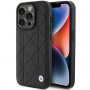BMW BMHCP15X22RQDK Leather Quilted futrālis Apple iPhone 15 Pro Max, melns