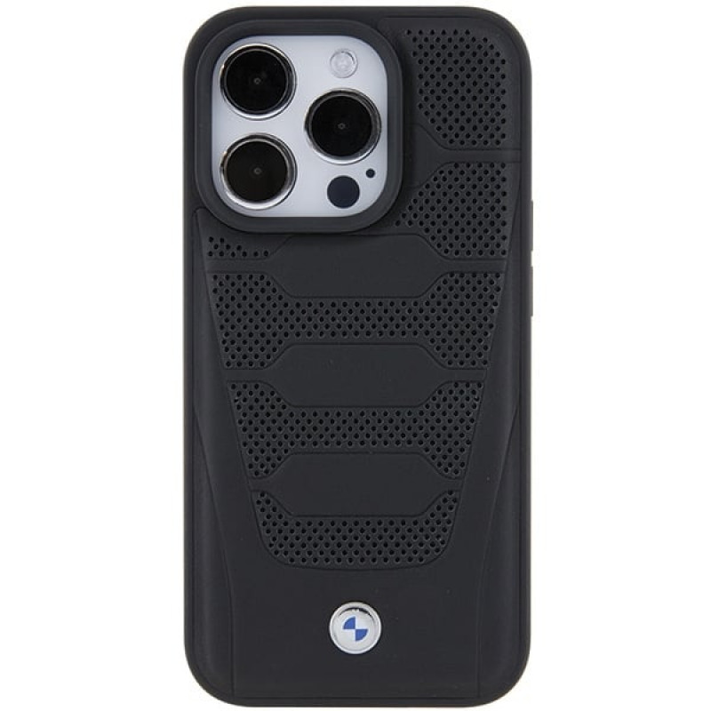 BMW BMHCP15X22RPSK Leather Seats Pattern cietais futrālis Apple iPhone 15 Pro Max, melns