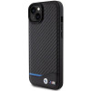 BMW BMHCP15M22NBCK Leather Carbon cietais maciņš Apple iPhone 15 Plus / 14 Plus, melns
