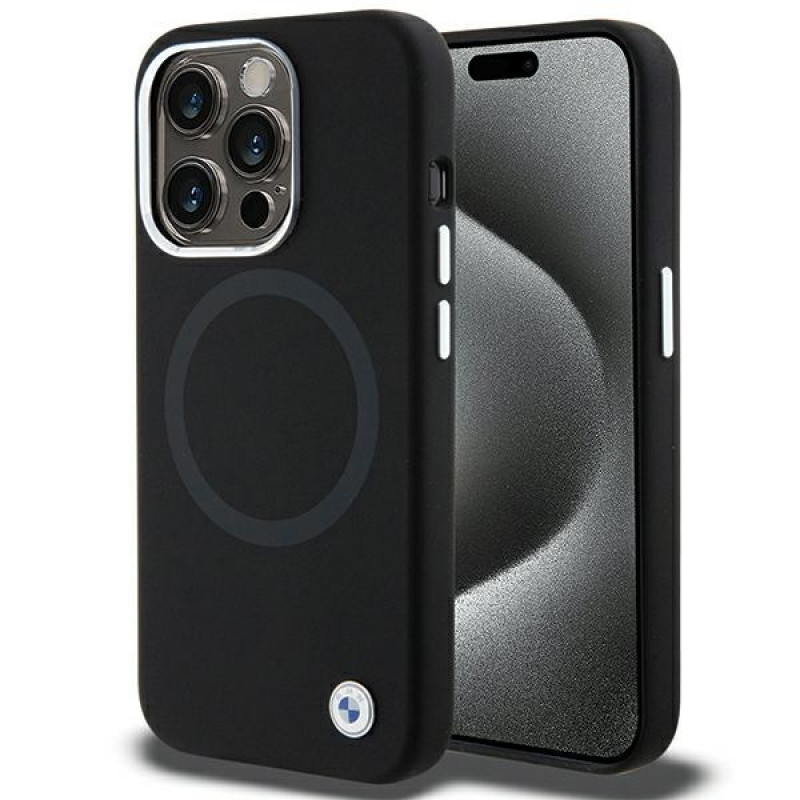 BMW BMHMP15XSILBK2 Signature Liquid Silicone MagSafe vāciņš Apple iPhone 15 Pro Max, melns