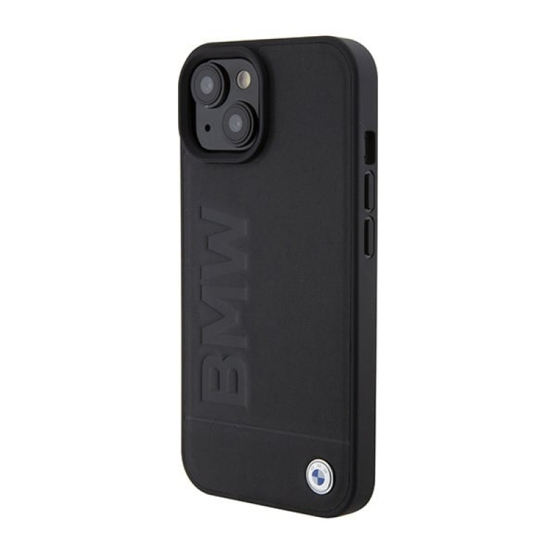 BMW BMHMP15SSLLBK Signature Logo Imprint MagSafe cietais futrālis Apple iPhone 15, melns