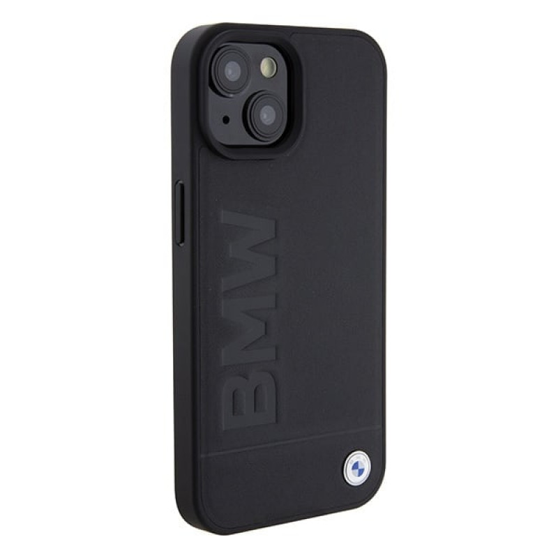 BMW BMHMP15SSLLBK Signature Logo Imprint MagSafe cietais futrālis Apple iPhone 15, melns