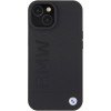 BMW BMHMP15MSLLBK Leather Hot Stamp MagSafe vāciņš ar ādas apdari Apple iPhone 15 Plus / 14 Plus, melns