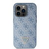 Guess GUHCP15LP4TDSCPB Crossbody 4G Metal Logo cietais maciņš ar siksniņu Apple iPhone 15 Pro, zils
