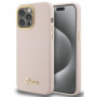 Guess GUHCP15XSMBSLP Silicone Script Metal Logo & Frame cietais maciņš Apple iPhone 15 Pro Max, rozā