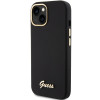 Guess GUHCP15SSMBSLK Silicone Script Metal Logo & Frame cietais maciņš Apple iPhone 15 / 14 / 13, melns