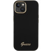 Guess GUHCP15SSMBSLK Silicone Script Metal Logo & Frame cietais maciņš Apple iPhone 15 / 14 / 13, melns