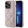 Guess GUHCP15LPSQSQSP Quilted Metal Logo cietais maciņš Apple iPhone 15 Pro, rozā