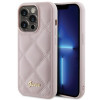 Guess GUHCP15LPSQSQSP Quilted Metal Logo cietais maciņš Apple iPhone 15 Pro, rozā