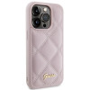Guess GUHCP15LPSQSQSP Quilted Metal Logo cietais maciņš Apple iPhone 15 Pro, rozā