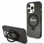 Guess GUHMP15LHRSGSK Ring Stand Script Glitter MagSafe cietais maciņš Apple iPhone 15 Pro, melns