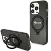 Guess GUHMP15LHRSGSK Ring Stand Script Glitter MagSafe cietais maciņš Apple iPhone 15 Pro, melns