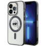 Karl Lagerfeld KLHMP15LHKHNOTK IML Karl's Head MagSafe cietais maciņš Apple iPhone 15 Pro, caurspīdīgs