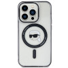 Karl Lagerfeld KLHMP15LHKHNOTK IML Karl's Head MagSafe cietais maciņš Apple iPhone 15 Pro, caurspīdīgs