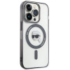 Karl Lagerfeld KLHMP15LHKHNOTK IML Karl's Head MagSafe cietais maciņš Apple iPhone 15 Pro, caurspīdīgs