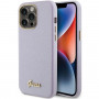 Guess GUHCP15XPGMCSL Glitter Glossy Script cietais maciņš Apple iPhone 15 Pro Max, ceriņkrāsā