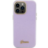 Guess GUHCP15XPGMCSL Glitter Glossy Script cietais maciņš Apple iPhone 15 Pro Max, ceriņkrāsā