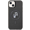 Karl Lagerfeld KLHMP15SHGKCNOK Karl&Choupette Glitter MagSafe cietais maciņš Apple iPhone 15, melns