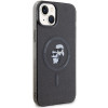 Karl Lagerfeld KLHMP15SHGKCNOK Karl&Choupette Glitter MagSafe cietais maciņš Apple iPhone 15, melns