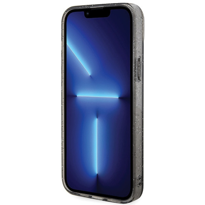 Karl Lagerfeld KLHMP15SHGKCNOK Karl&Choupette Glitter MagSafe cietais maciņš Apple iPhone 15, melns