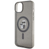 Karl Lagerfeld KLHMP15SHGKCNOK Karl&Choupette Glitter MagSafe cietais maciņš Apple iPhone 15, melns