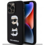 Karl Lagerfeld KLHCP15XSDHKCNK šķidrā silikona futrālis Karl and Choupette Heads Apple iPhone 15 Pro Max, melns