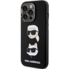 Karl Lagerfeld KLHCP15XSDHKCNK šķidrā silikona futrālis Karl and Choupette Heads Apple iPhone 15 Pro Max, melns