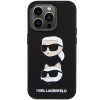 Karl Lagerfeld KLHCP15XSDHKCNK šķidrā silikona futrālis Karl and Choupette Heads Apple iPhone 15 Pro Max, melns