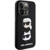Karl Lagerfeld KLHCP15XSDHKCNK šķidrā silikona futrālis Karl and Choupette Heads Apple iPhone 15 Pro Max, melns