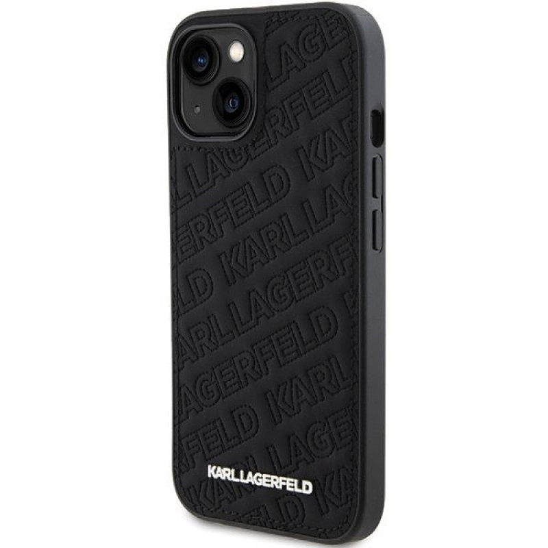 Karl Lagerfeld KLHCP15SPQKPMK Quilted K Pattern cietais maciņš Apple iPhone 15, melns