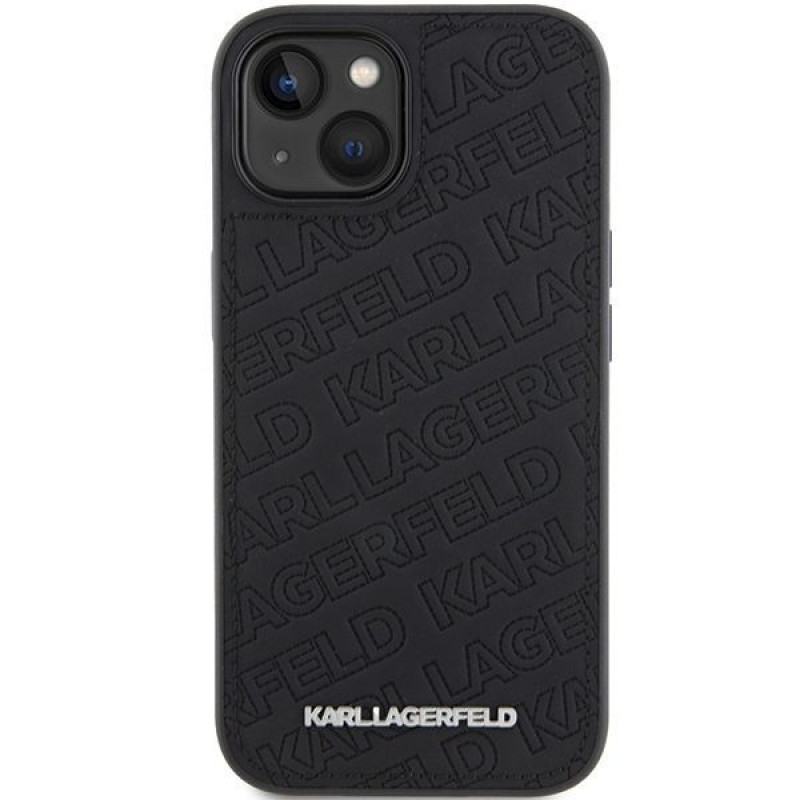 Karl Lagerfeld KLHCP15SPQKPMK Quilted K Pattern cietais maciņš Apple iPhone 15, melns