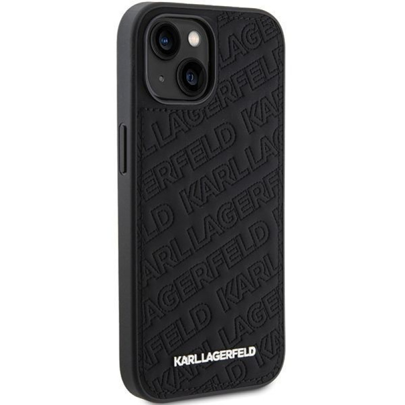 Karl Lagerfeld KLHCP15SPQKPMK Quilted K Pattern cietais maciņš Apple iPhone 15, melns