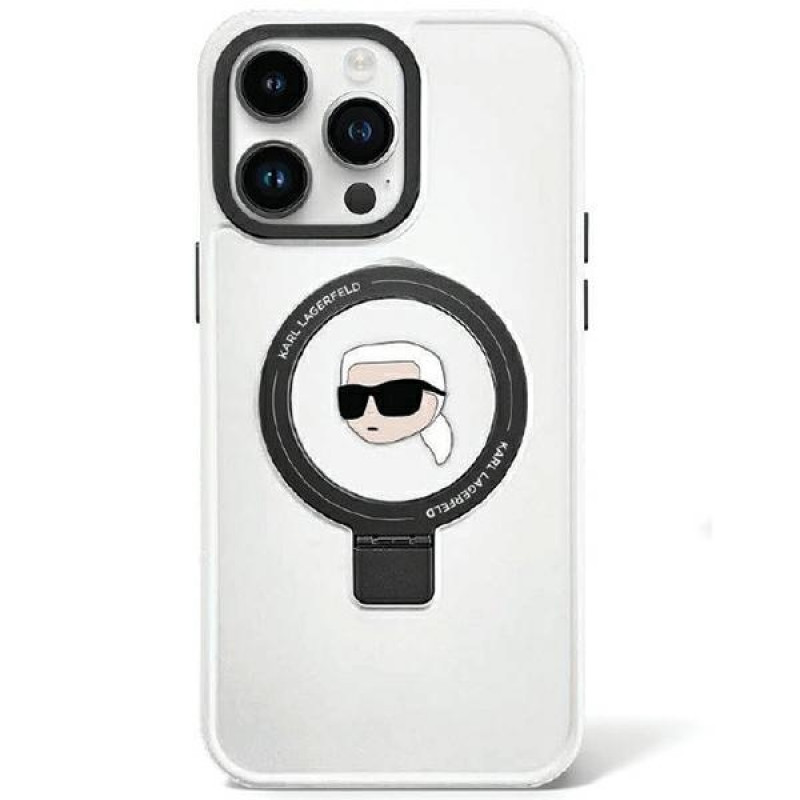 Karl Lagerfeld KLHMP15LHMRSKHH Ring Stand Karl Head MagSafe cietais maciņš Apple iPhone 15 Pro